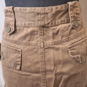 Zara Khaki Utility Midi Skirt | Size 8 | Ruched Drawstring Hem